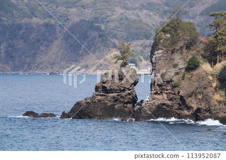 Ocean landscape with strange rocks Ocean landscape with strange rocks 113952087