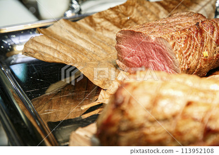 Roast beef, barbecue, chunk beef steak 113952108