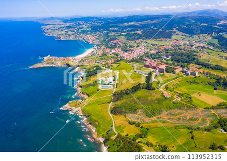 Aerial view of Comillas village, Spain 113952315