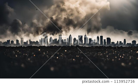 Urban Cityscape With Smoke. Generative AI 113952716