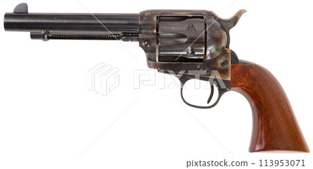 Single action revolver model isolated on white background 113953071