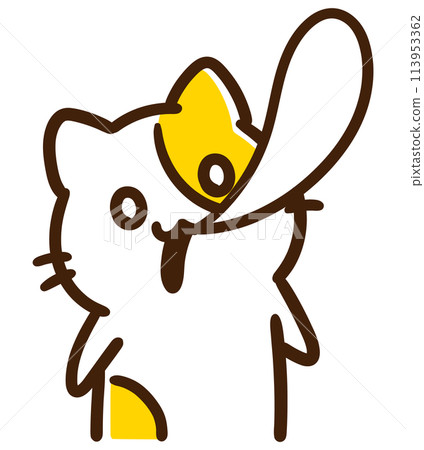 一個可愛的貓角色的滑稽插圖，其靈魂正在彈出 113953362