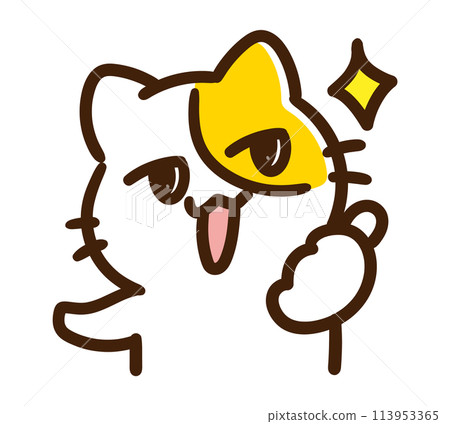 一個可愛的貓角色擺出漂亮姿勢的滑稽插圖 113953365