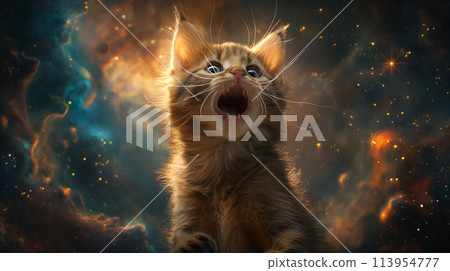 Surprised cat in space 113954777