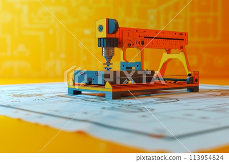 machine is cutting a piece of metal with Generative AI 113954824