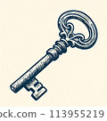 Antique style key illustration 113955219