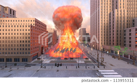 Future cityscape under attack 113955311