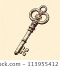 Antique key illustration 113955412