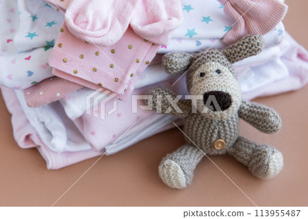 Stack of Baby bodysuits. Stack of Baby bodysuits. 113955487