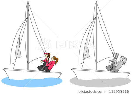 參加帆船比賽的女運動員插畫集 113955916