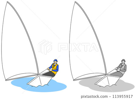 Illustration set of sailing athletes Illustration set of sailing athletes 113955917