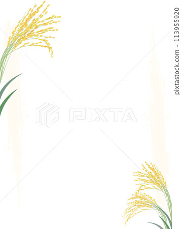 具有逼真稻穗和畫筆描邊的垂直背景 113955920