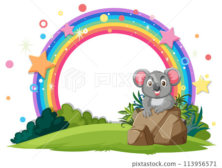 Cheerful Koala Under a Magical Rainbow 113956571