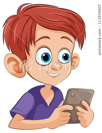 Young Boy Engrossed in Digital Tablet Young Boy Engrossed in Digital Tablet 113956607