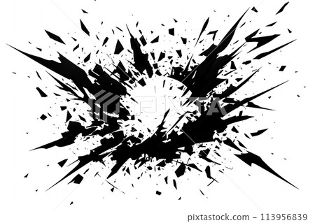 Monochrome frame background with scattered broken pieces like glass 113956839