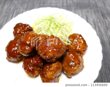 Delicious meatballs made with minced pork 113956889