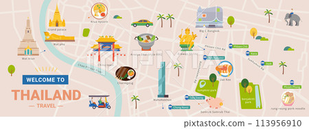 Thailand tourism map banner 113956910