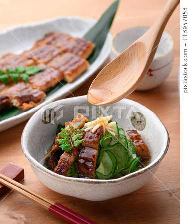 Uzaku (cucumber and eel vinegared food) Uzaku (cucumber and eel vinegared food) 113957053