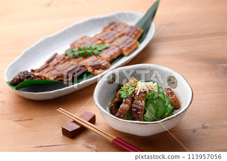 Uzaku (cucumber and eel vinegared food) Uzaku (cucumber and eel vinegared food) 113957056