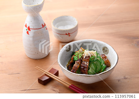 Uzaku (cucumber and eel vinegared food) Uzaku (cucumber and eel vinegared food) 113957061
