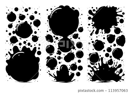 monochrome ink splash spot material 113957063