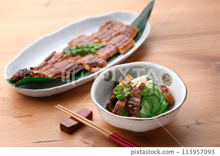 Uzaku (cucumber and eel vinegared food) Uzaku (cucumber and eel vinegared food) 113957093