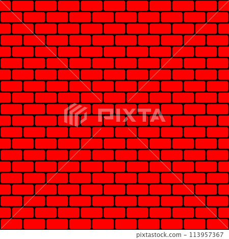 Red and black brick wall background. Seamless repeating pattern. Vector illustration. 113957367