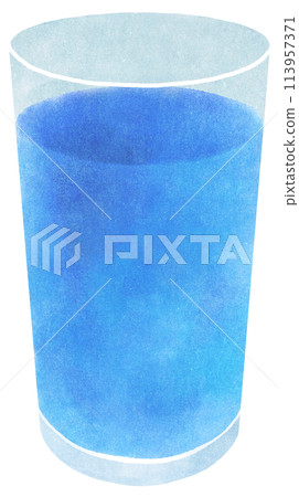 Water in a glass cup, watercolor touch Water in a glass cup, watercolor touch 113957371