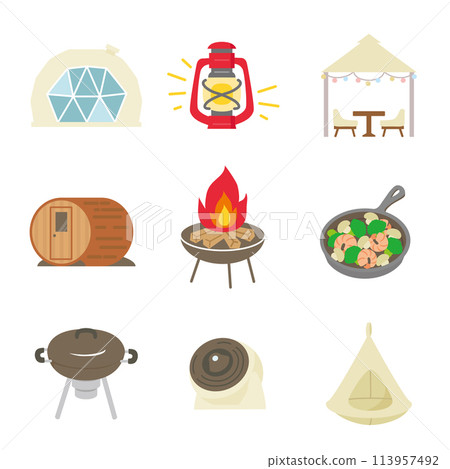 Glamping icon set Glamping icon set 113957492