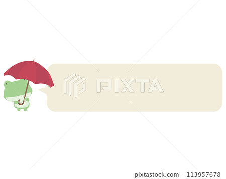 Frog holding an umbrella. With speech bubble Frog holding an umbrella. With speech bubble 113957678