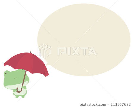 Frog holding an umbrella. With speech bubble Frog holding an umbrella. With speech bubble 113957682