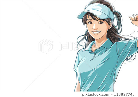 一位興趣是高爾夫的年輕女子 113957743