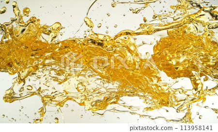 Sunflower Oil Splashing on White Background. Sunflower Oil Splashing on White Background. 113958141