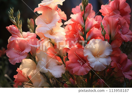Gladiolus in garden close up. Gladiolus in garden close up. 113958187