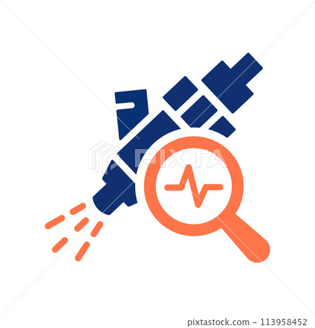 Injector diagnostics icon on white background. Vector illustration. Injector diagnostics icon on white background. Vector illustration. 113958452