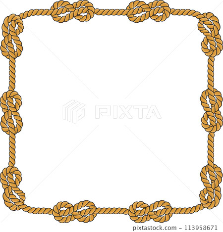 Square rope frame isolated on white background. Twisted cord. 113958671