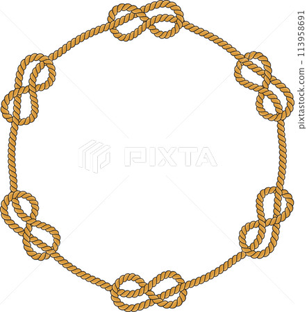 Hexagonal rope frame isolated on white background. Twisted cord. 113958691