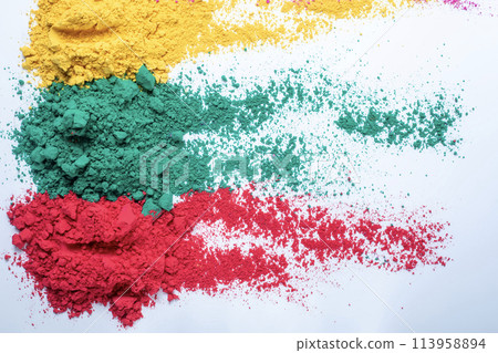 Multicolored holi powder isolated on white background. Multicolored holi powder isolated on white background. 113958894