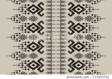 Ikat tribal Indian seamless pattern. Ethnic Aztec fabric carpet mandala ornament native boho chevron textile.Geometric African American oriental traditional vector illustrations. Embroidery style. Ikat tribal Indian seamless pattern. Ethnic Aztec fabric carpet mandala ornament native boho chevron textile.Geometric African American oriental traditional vector illustrations. Embroidery style. 113959102
