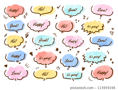 Speech bubble illustration watercolor Speech bubble illustration watercolor 113959198