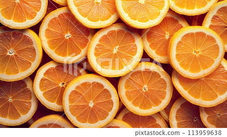 Fresh lemon slices background 113959638