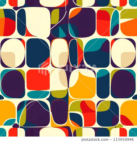 Seamless abstract geometric colorful pattern background,minimal retro style, Generative AI 113959946