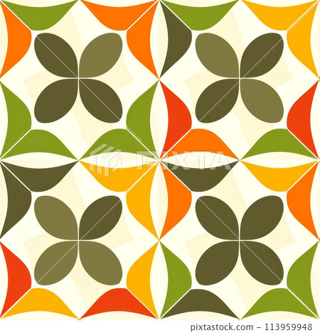 Seamless abstract geometric colorful pattern background,minimal retro style, Generative AI 113959948