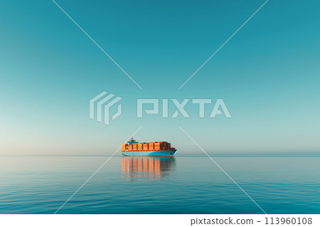大型貨櫃船在大海上航行 大型貨櫃船在大海上航行 113960108