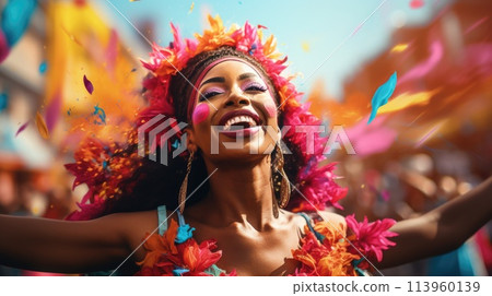 Carnival in Barranquilla, Colombia: A dazzling spectacle of vibrant costumes, rhythmic music, and lively dances, celebrating the city's rich cultural heritage and festive spirit. Carnival in Barranquilla, Colombia: A dazzling spectacle of vibrant costumes, rhythmic music, and lively dances, celebrating the city's rich cultural heritage and festive spirit. 113960139