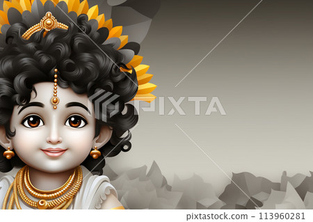 Krishna janmashtami, yearly Hindu festival that celebrates the birth of Krishna, the eighth incarnation of Vishnu, supreme God, of the Vaishnava tradition of Hinduism, Religious cultural. 113960281