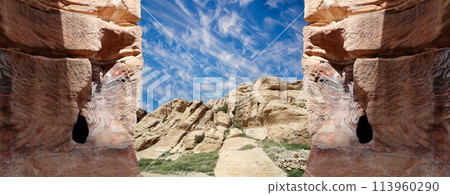 Mountains of Petra, Jordan, Middle East. Petra has been a UNESCO World Heritage Site since 1985 113960290