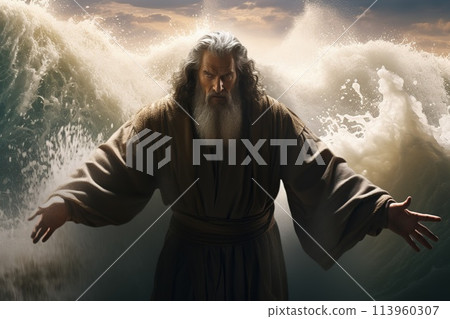 Religious biblical concept, the story of Moses parting the sea, flight from Pharaoh, the Jews, belief in God and Jesus Christ , the liberation of the Jews from Egyptian captivity, the miracle . Religious biblical concept, the story of Moses parting the sea, flight from Pharaoh, the Jews, belief in God and Jesus Christ , the liberation of the Jews from Egyptian captivity, the miracle . 113960307