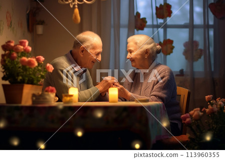 Old people sitting in a nursing home. Old age helplessness, caring for old people. Deserved rest, retirement. Help, support rehabilitation or healing. Retirement, physiotherapy and healthcare 113960355
