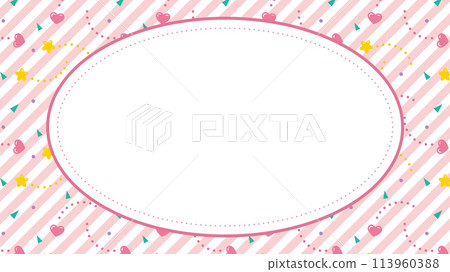 Fancy retro heart and star background header footer 16:9 frame material 113960388